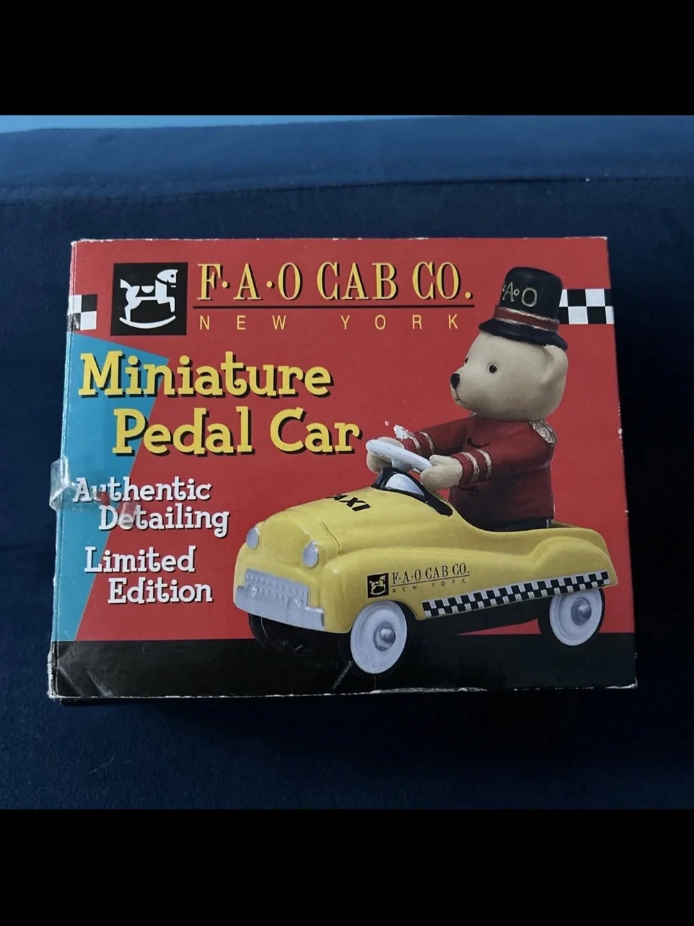 FAO CAB CO. NEW YORK 1/12 SCALE DIECAST METAL MINIATURE PEDAL CAR with BOX